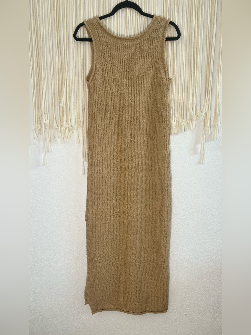 SELF CONTRAST Tan Knit Tank Midi Summer Dress - Picture 11 of 13
